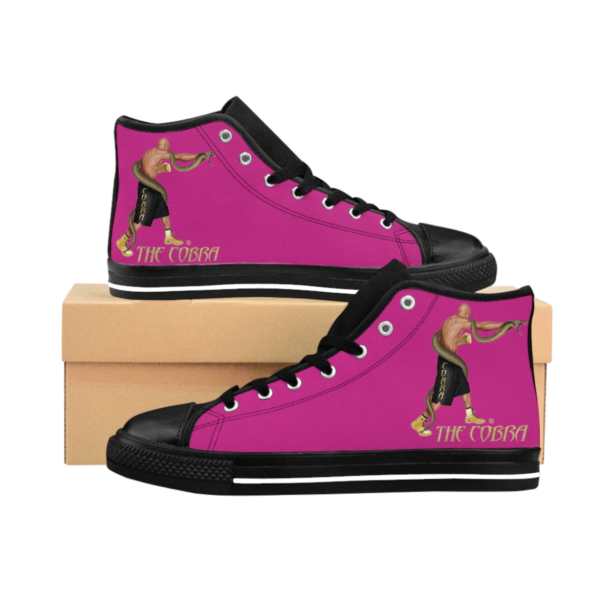 Pink Women's High-top Sneakers Logos Only