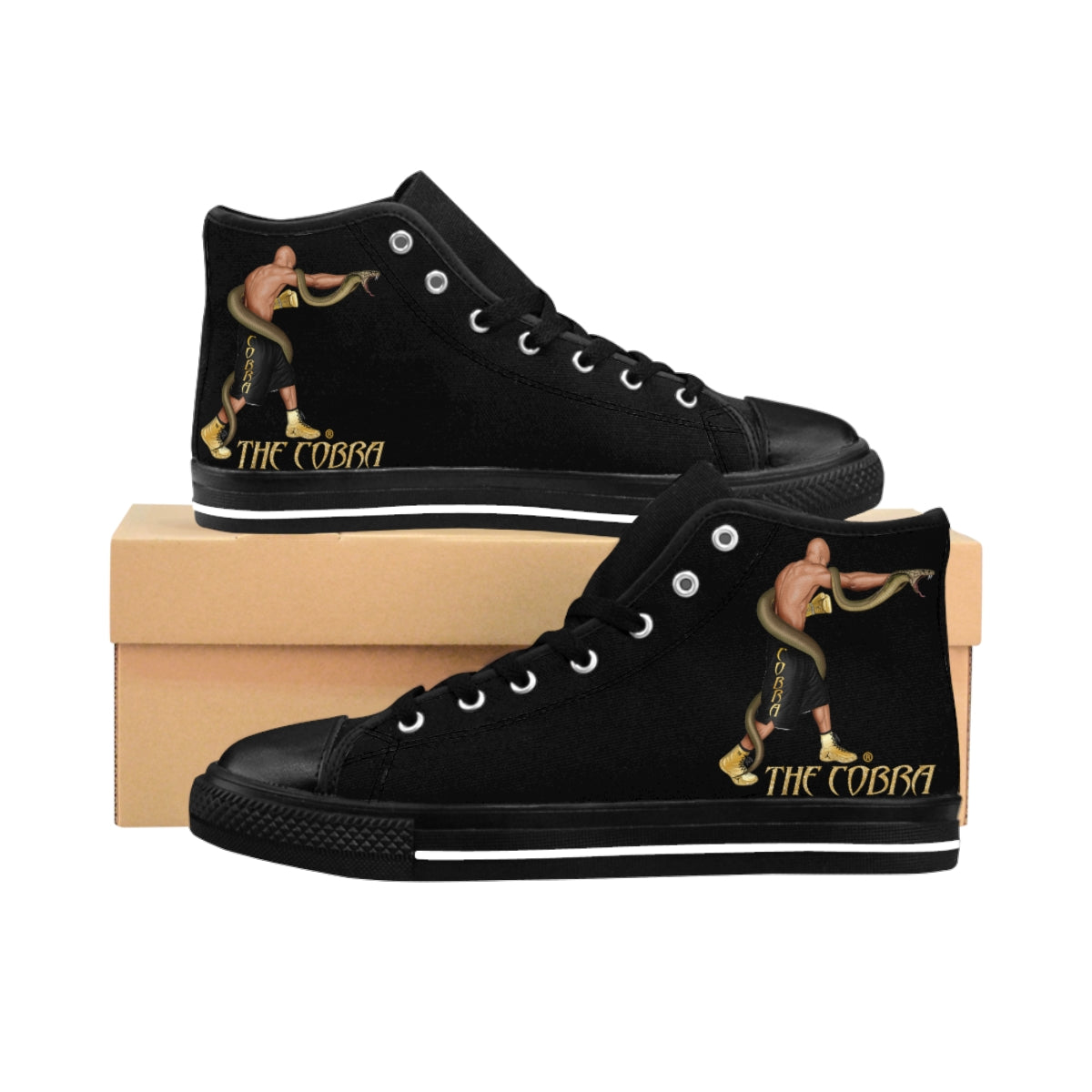 Black Women's High-top Sneakers Logos Only